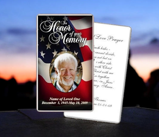 US Flag Prayer Card Template