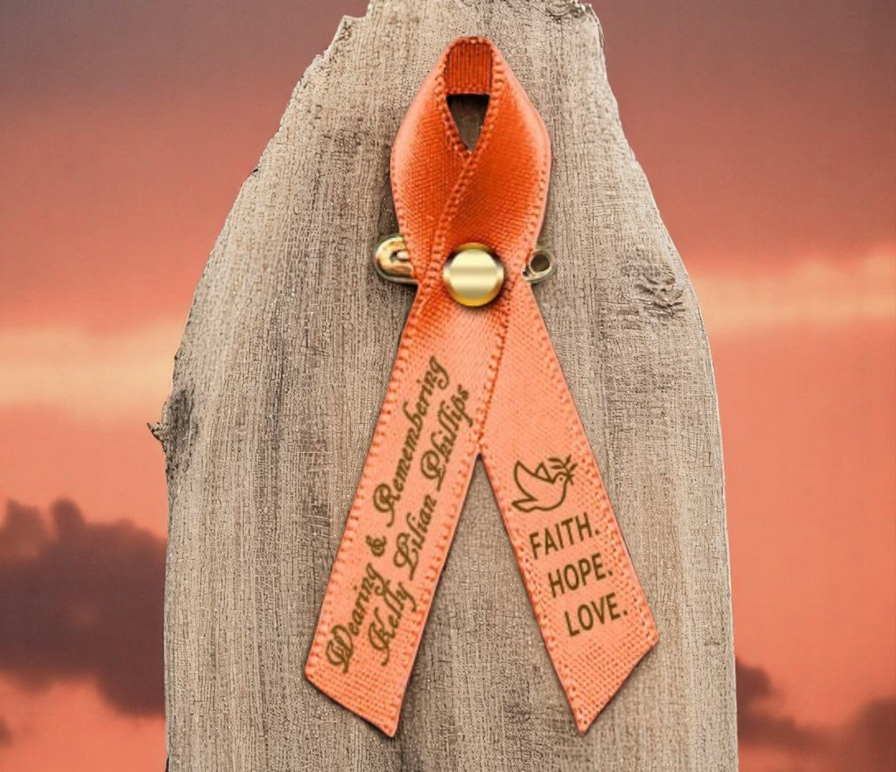 Personalized Uterine Cancer Awareness Ribbon (Peach) - Pack of 10