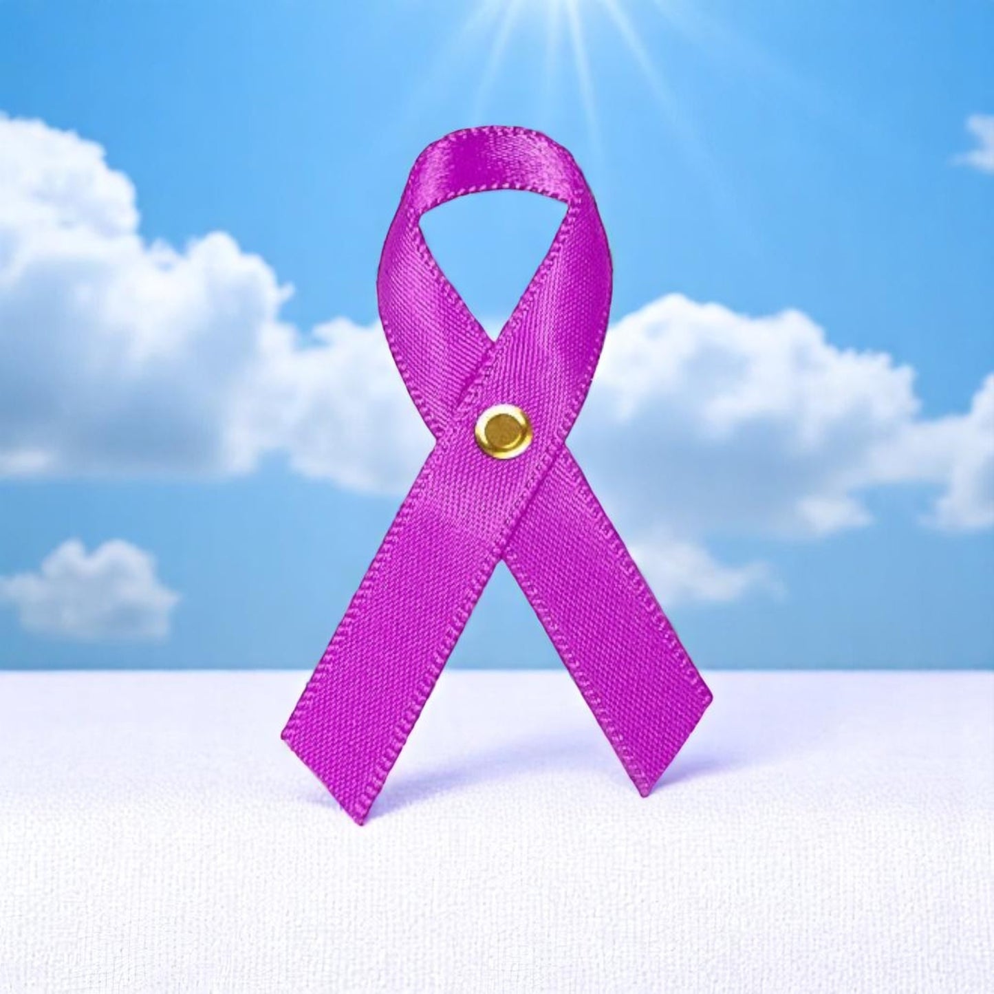Mini Violet Cancer Ribbon, Awareness Ribbons - 10 Pack