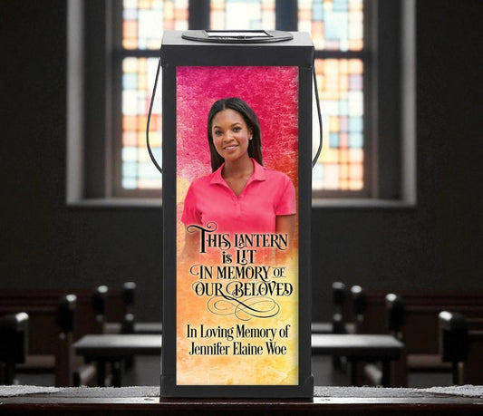 Watercolor Photo Solar Powered Memorial Lantern