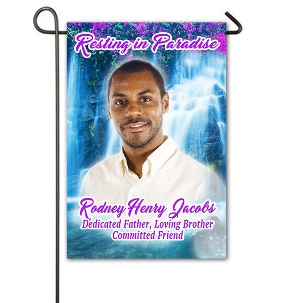 Waterfall Personalized Memorial Garden Flag - Funeral Program - Site Funeral Programs & Templates
