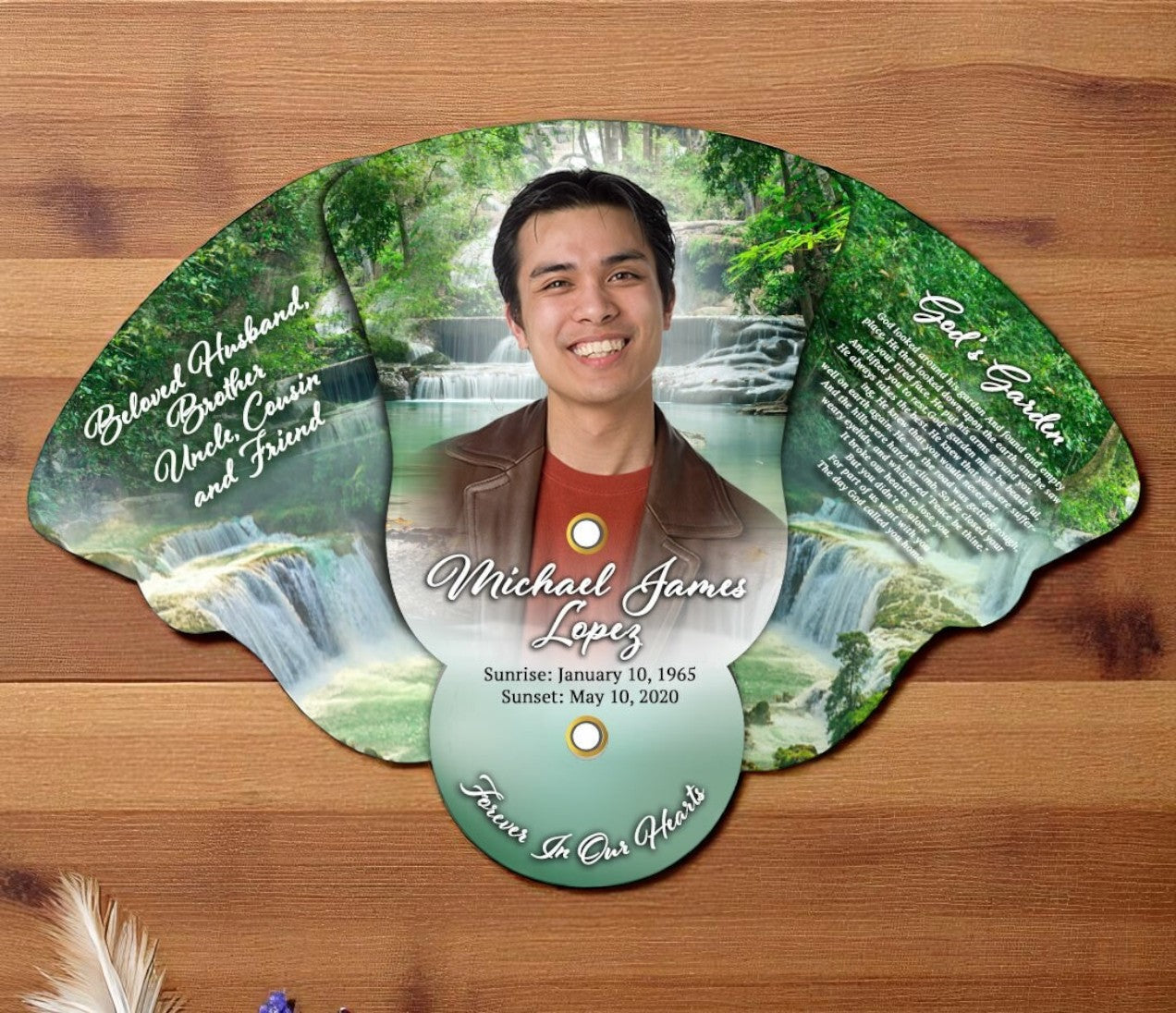 Waterfall Folding Memorial Fan (Pack of 10)