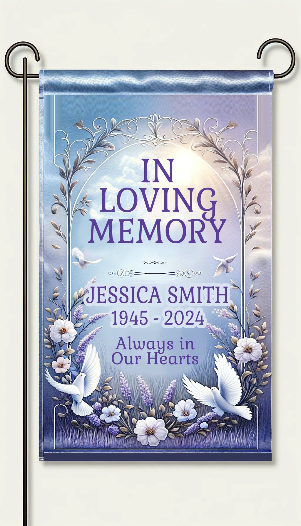 White Doves Memorial Garden or Cemetery Flag - Funeral Program - Site Funeral Programs & Templates