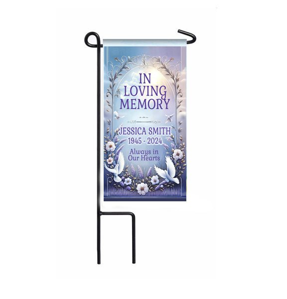 White Doves Memorial Garden or Cemetery Flag - Funeral Program - Site Funeral Programs & Templates