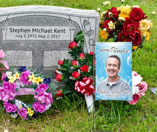 White Flowers Personalized Memorial Garden Flag - Funeral Program - Site Funeral Programs & Templates