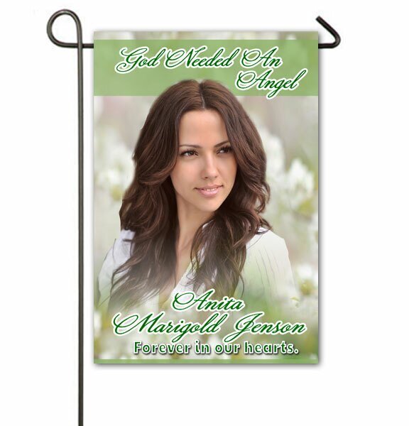 White Flowers Personalized Memorial Garden Flag - Funeral Program - Site Funeral Programs & Templates