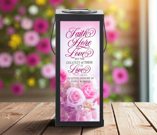 Faith Hope Love Solar Powered Memorial Lantern