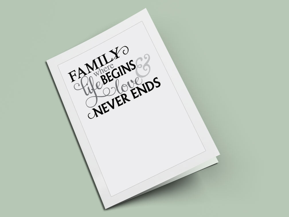 Family Begins Word Art Title.
