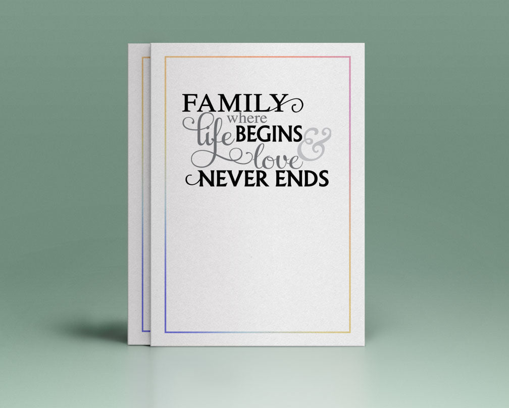 Family Begins Word Art Title.