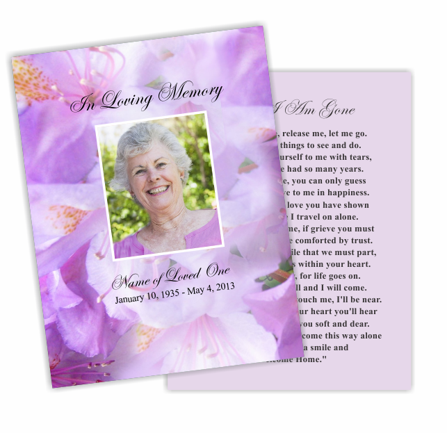 Lavender Small Memorial Card Template.