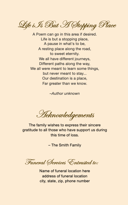 Spiritual 4-Sided Graduated Funeral Program Template.