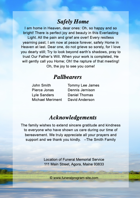 Treasure 4-Sided Graduated Funeral Program Template.