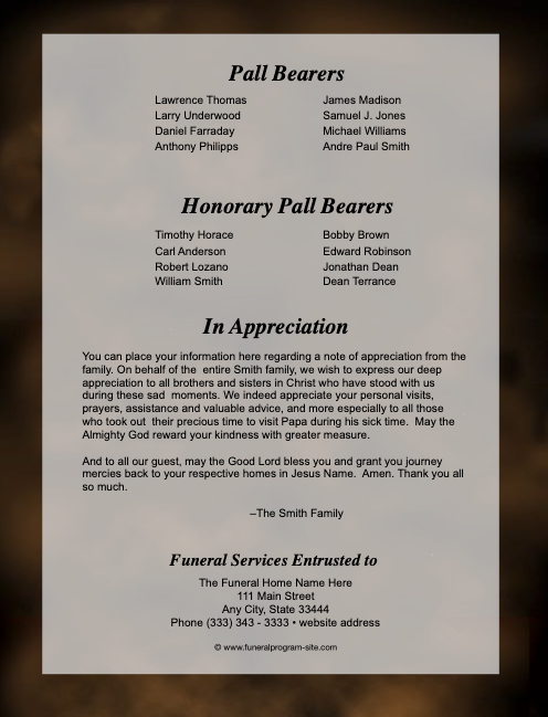 Bible Funeral Booklet Template.