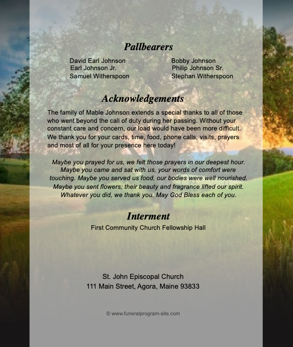 Photography Funeral Booklet Template.