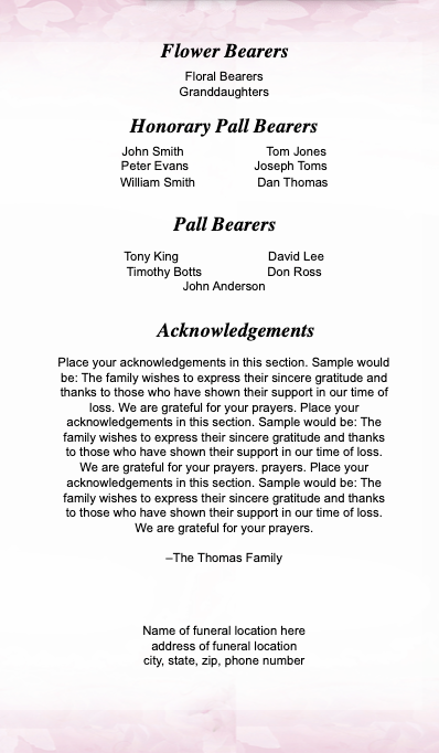 Lovely TriFold Funeral Brochure Template.
