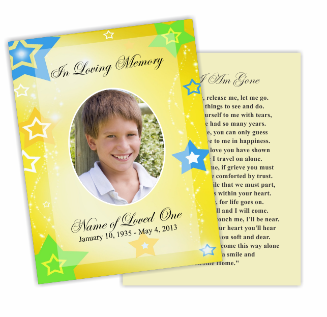 Starry Small Memorial Card Template.
