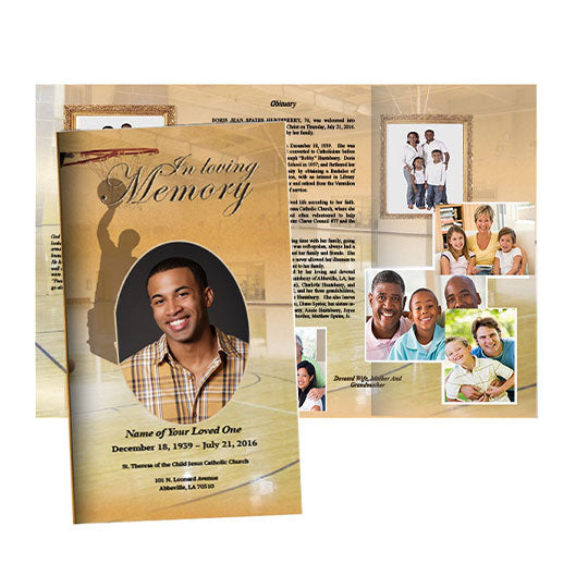 Basketball Trifold Funeral Brochure Template.