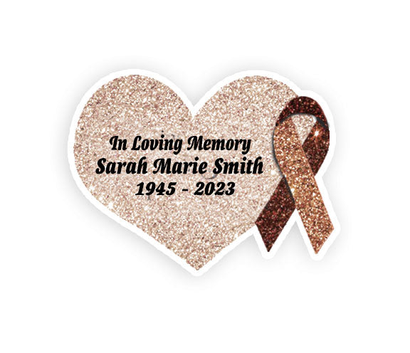 Brown Cancer Ribbon Heart Pin - Pack of 10