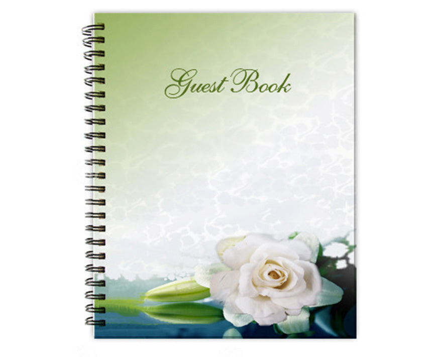 Divine Spiral Wire Bind Memorial Funeral Guest Book.