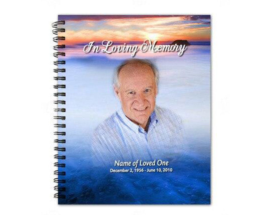 Dusk Spiral Wire Bind Memorial Guest Registry Book.