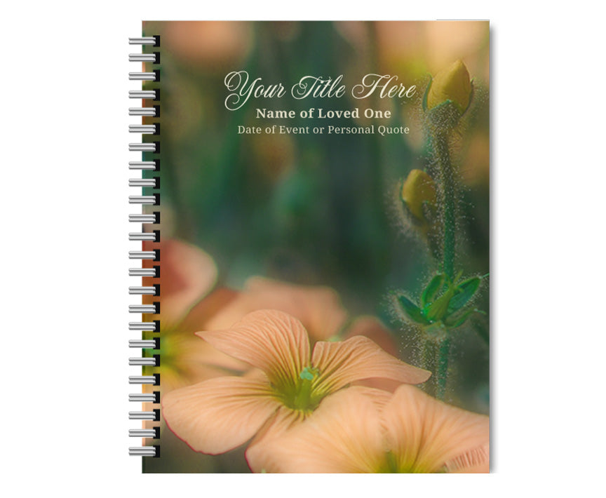 Floral Spiral Wire Bind Memorial Funeral Guest Book.