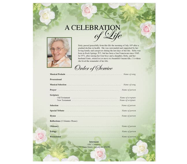 Garden Funeral Flyer Template.