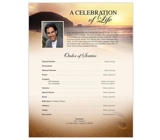 Footprints Funeral Flyer Template.