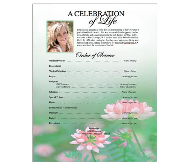 Ambrosia Funeral Flyer Template.