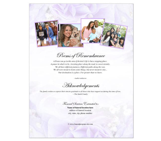 Amethyst Funeral Flyer Template.
