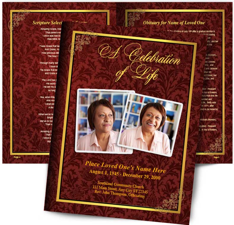 Burgundy Funeral Booklet Template