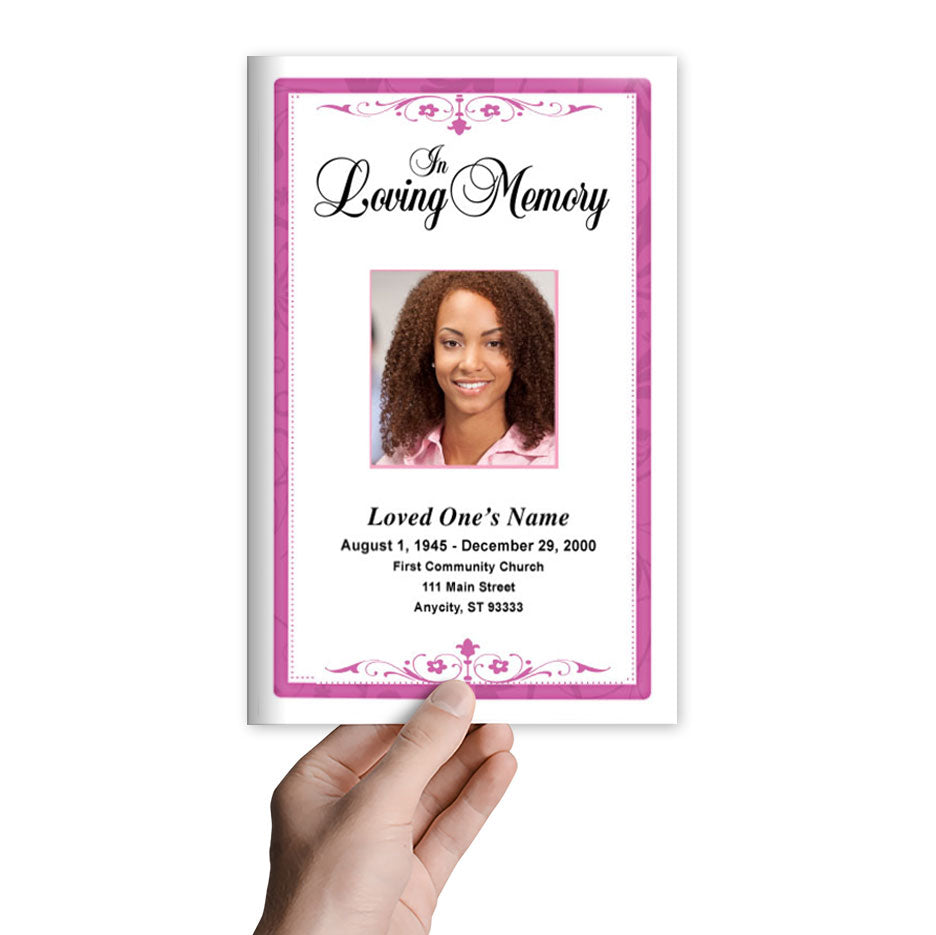 Fuschia Funeral Program Template.