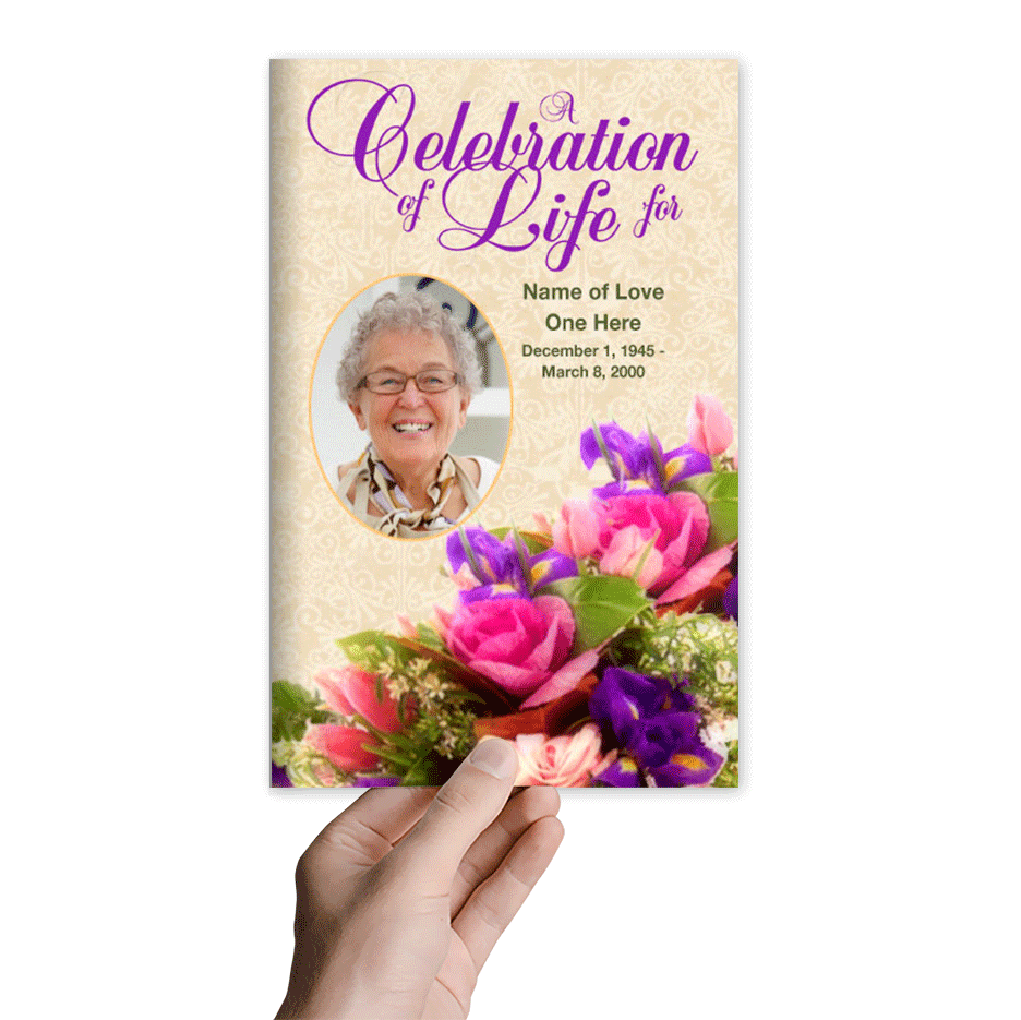 Golden Funeral Program Template.