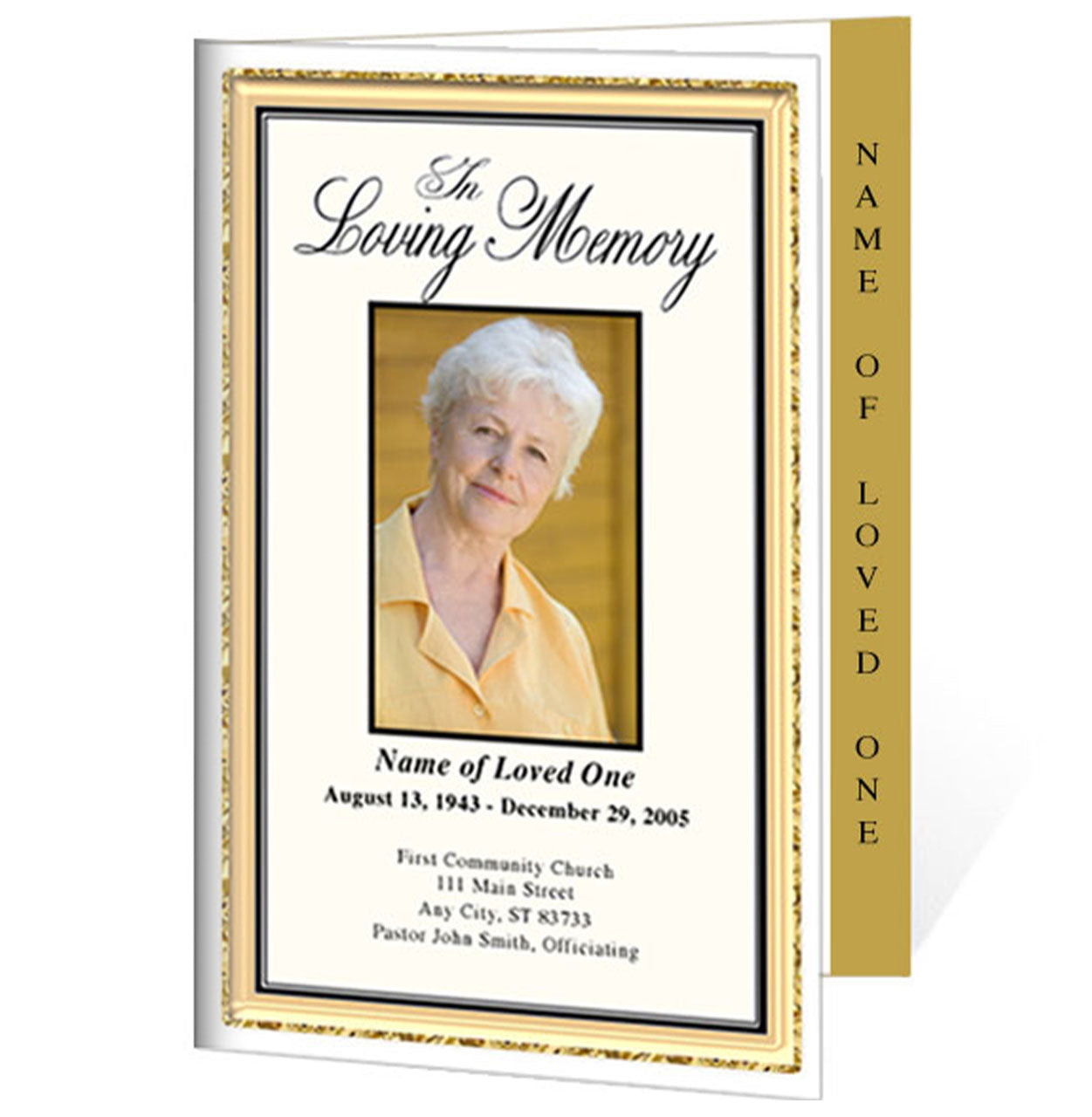 24K 4-Sided Graduated Funeral Program Template.