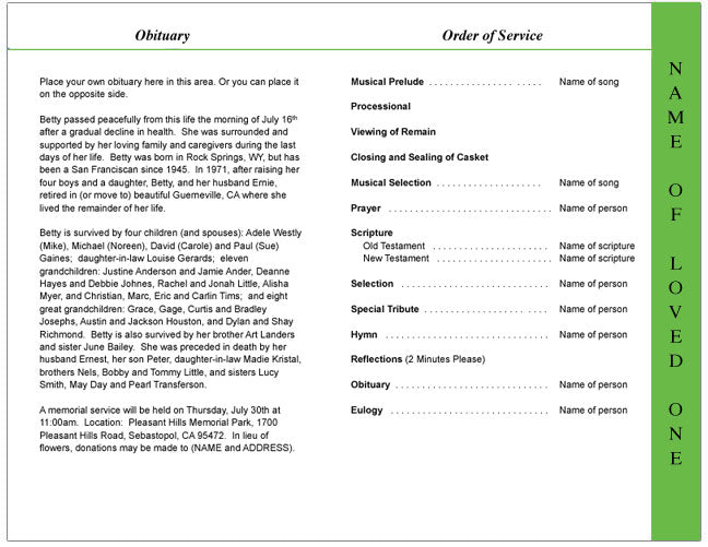 Majestic 4-Sided Graduated Funeral Program Template.