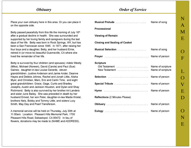Bouquet 4-Sided Graduated Funeral Program Template.
