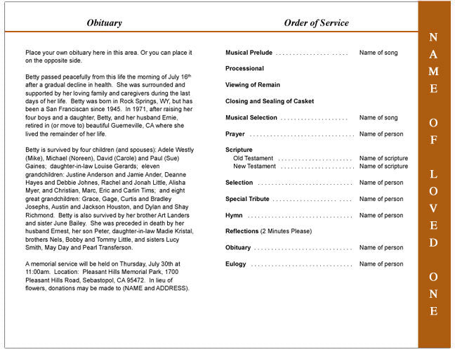 Renewal 4-Sided Graduated Funeral Program Template.
