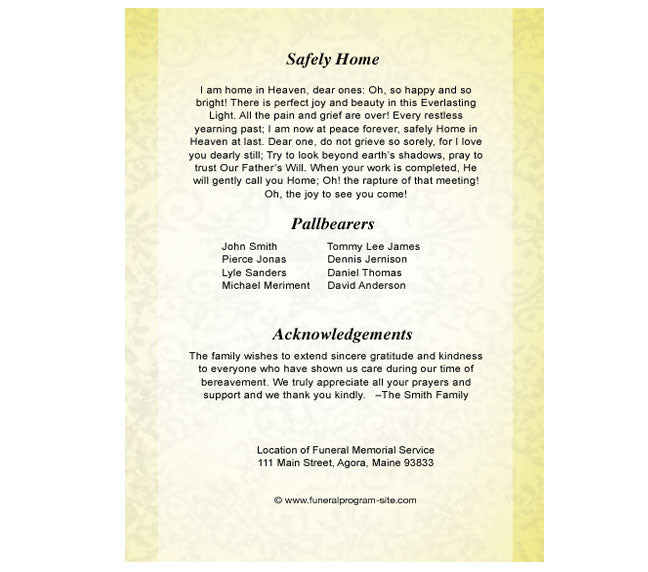 Sunny 4-Sided Graduated Funeral Program Template.