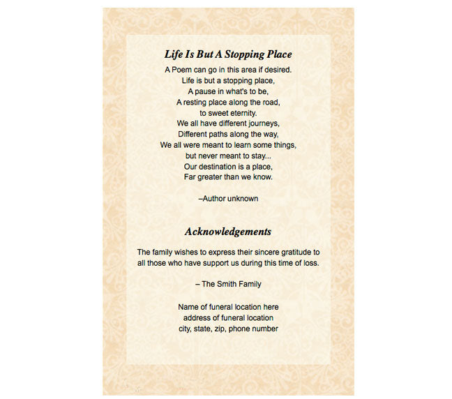 Golden 4-Sided Graduated Funeral Program Template.