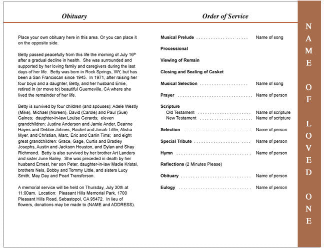 Radiance 4-Sided Graduated Funeral Program Template.