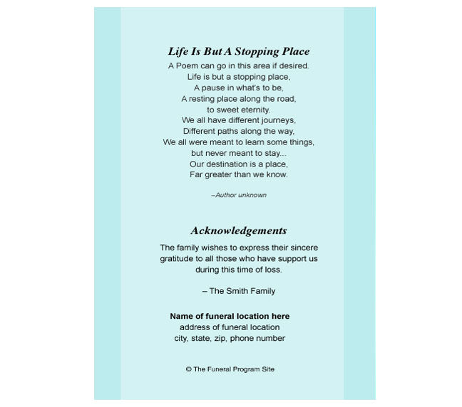 Blue Nursery 4-Sided Graduated Funeral Program Template.