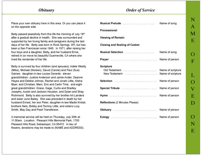 Harvest 4-Sided Graduated Funeral Program Template.