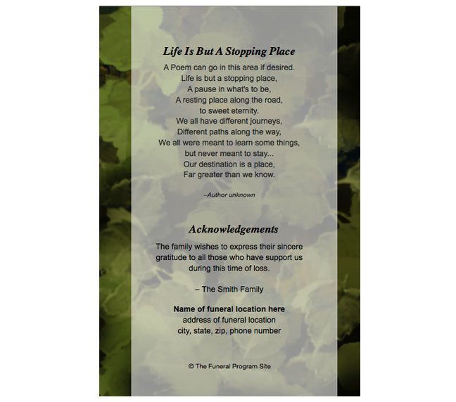 Essence 4-Sided Graduated Funeral Program Template.