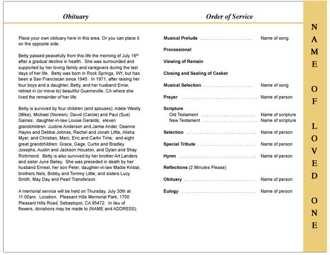 Seashore 4-Sided Graduated Funeral Program Template.