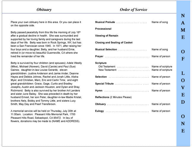 Reflection 4-Sided Graduated Funeral Program Template.