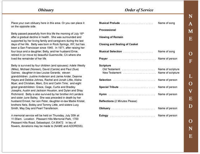 Ranch 4-Sided Graduated Funeral Program Template.