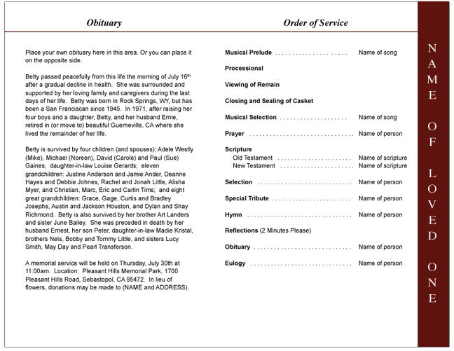 Candlelight 4-Sided Graduated Funeral Program Template.