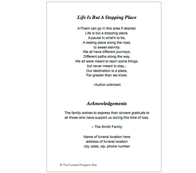 Faithful 4-Sided Funeral Graduated Program Template.