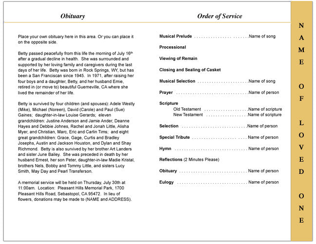 Cherub 4-Sided Graduated Funeral Program Template.