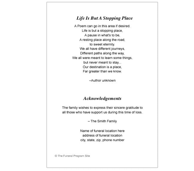 Forever 4-Sided Graduated Funeral Program Template.