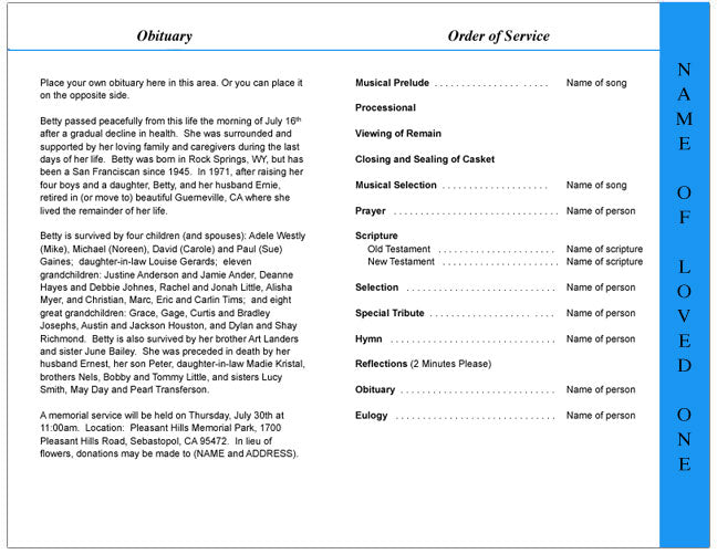 Destiny 4-Sided Graduated Funeral Program Template.
